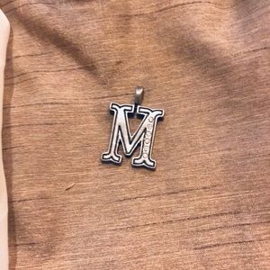 Silver Letter M Necklace Charm